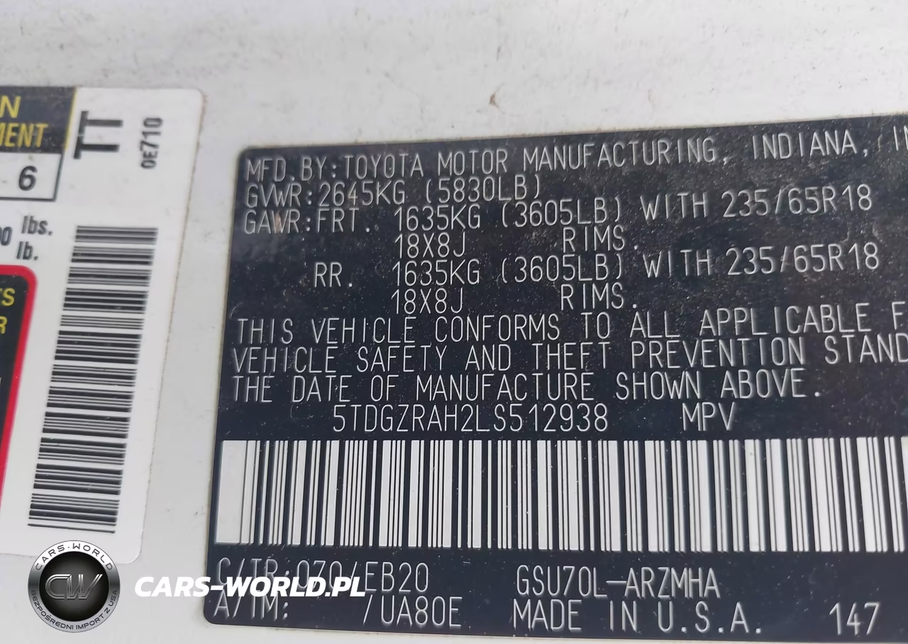 2020 Toyota Highlander Xle VIN:5TDGZRAH2LS512938 - 9