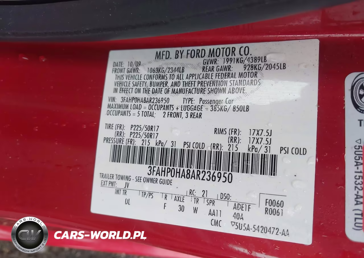 2010 Ford Fusion Se VIN:3FAHP0HA8AR236950 - 9