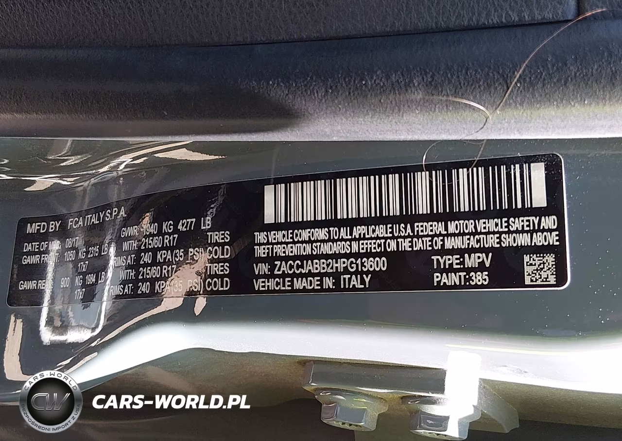 2017 Jeep Renegade Latitude Fwd VIN:ZACCJABB2HPG13600 - 9