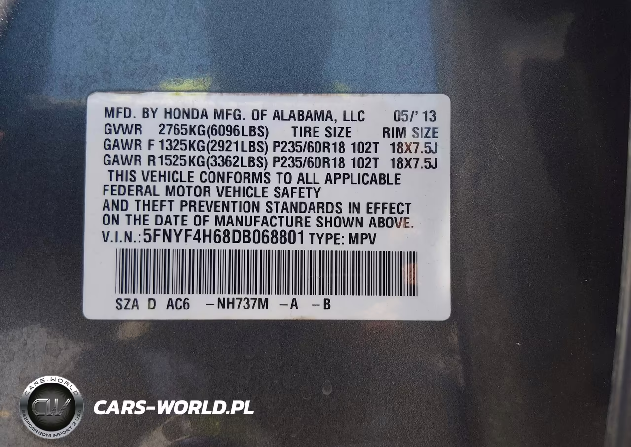 2014 Honda Pilot Ex-L VIN:5FNYF3H73EB006582 - 9