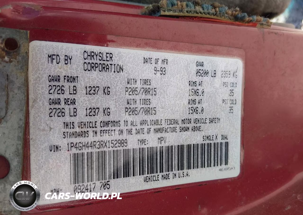1994 Plymouth Grand Voyager Se VIN:1P4GH44R3RX152989 - 9