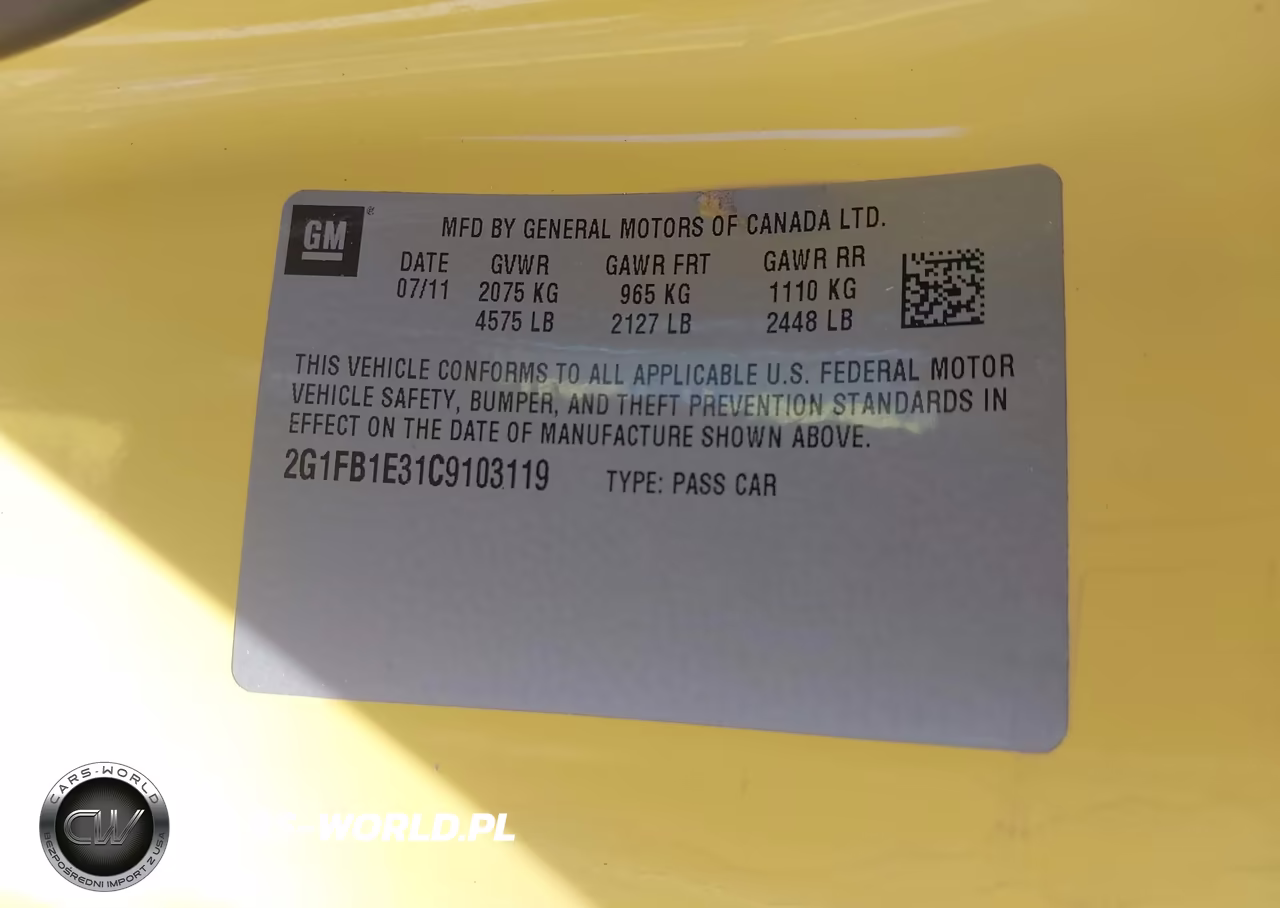 2012 Chevrolet Camaro 1Lt VIN:2G1FB1E31C9103119 - 9