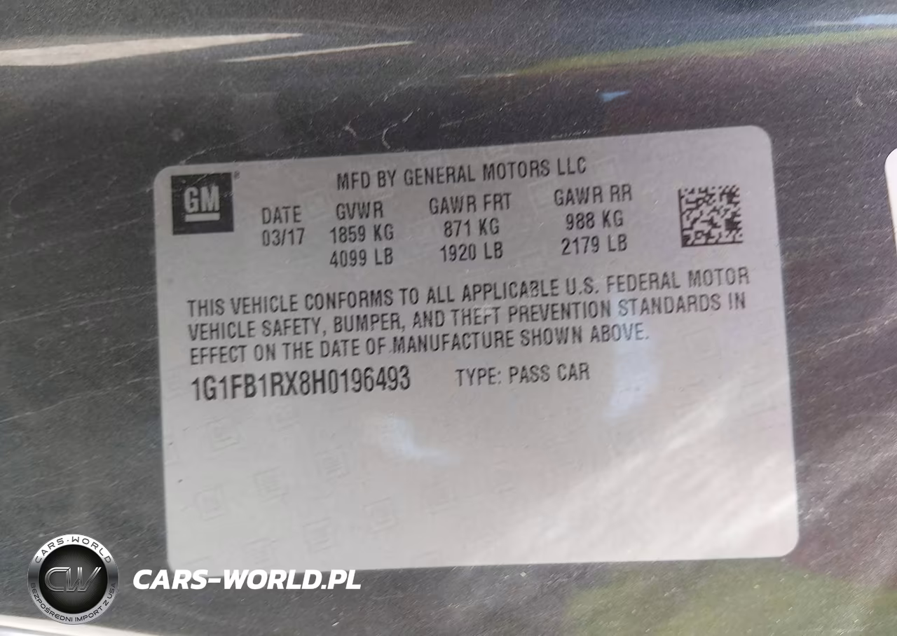 2017 Chevrolet Camaro 1Lt VIN:1G1FB1RX8H0196493 - 9
