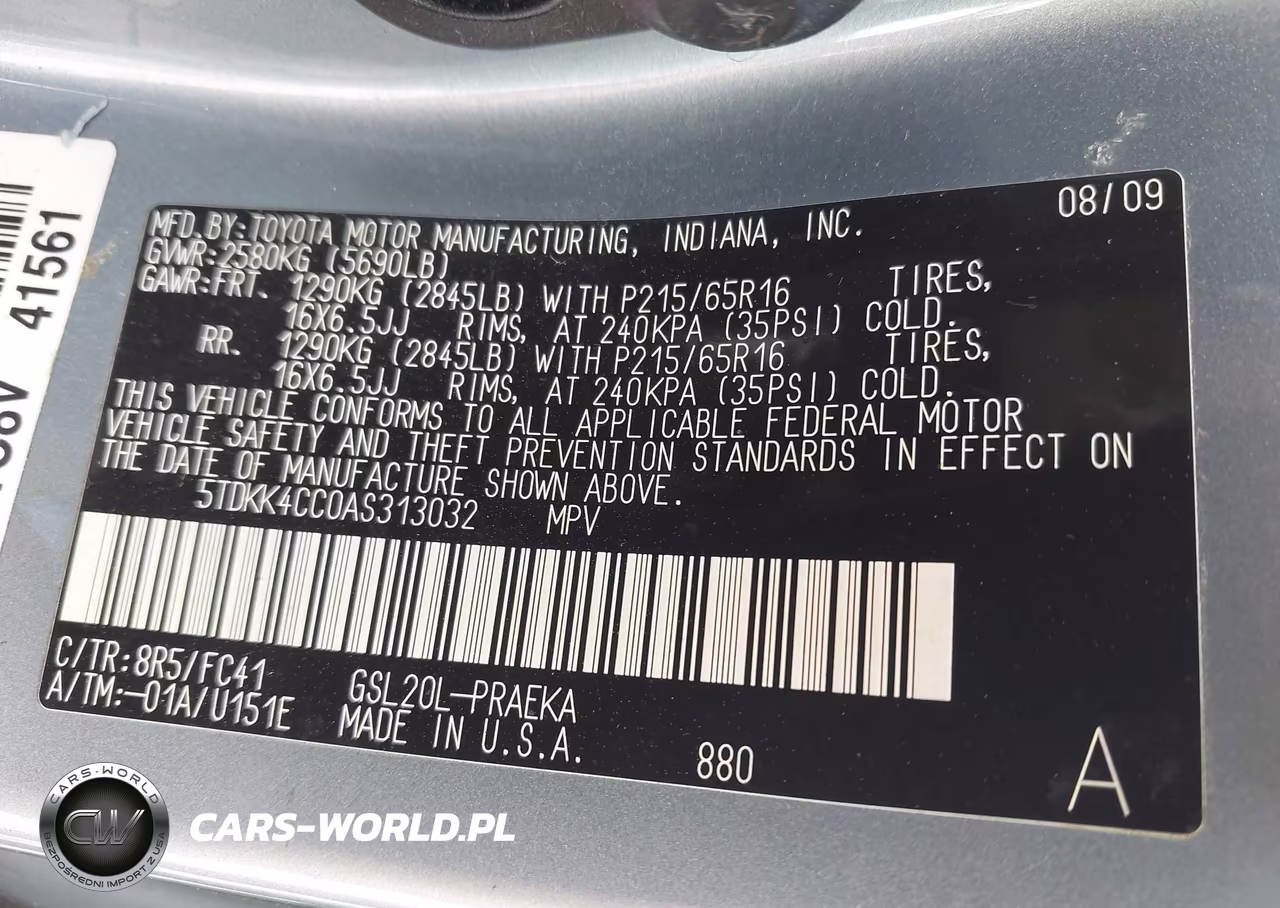 2010 Toyota Sienna Le VIN:5TDKK4CC0AS313032 - 9