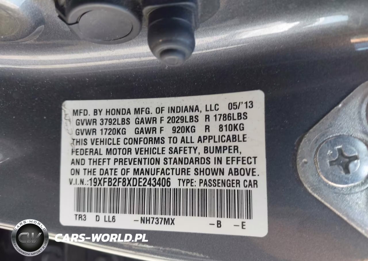 2013 Honda Civic Ex VIN:19XFB2F8XDE243406 - 9