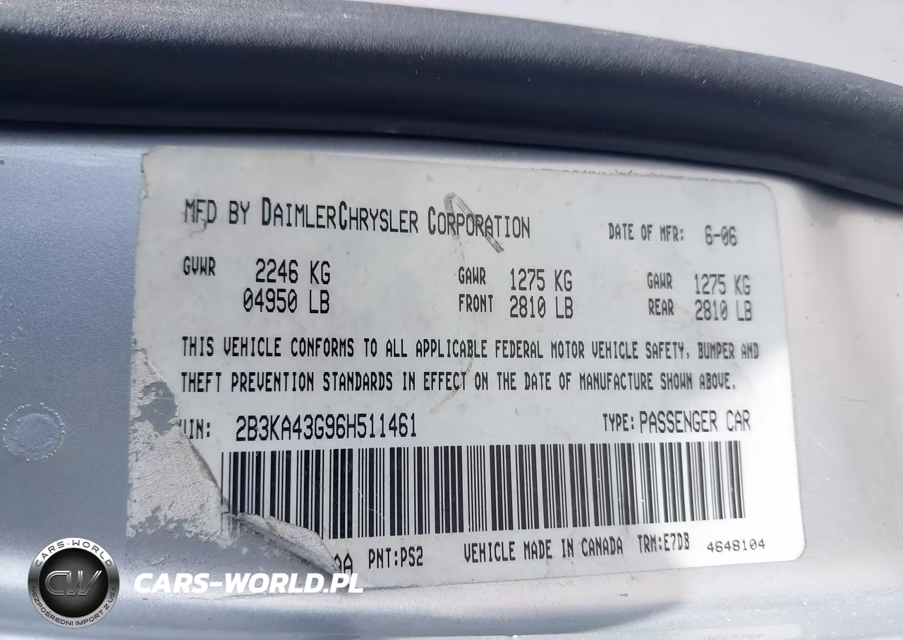 2006 Dodge Charger VIN:2B3KA43G96H511461 - 9