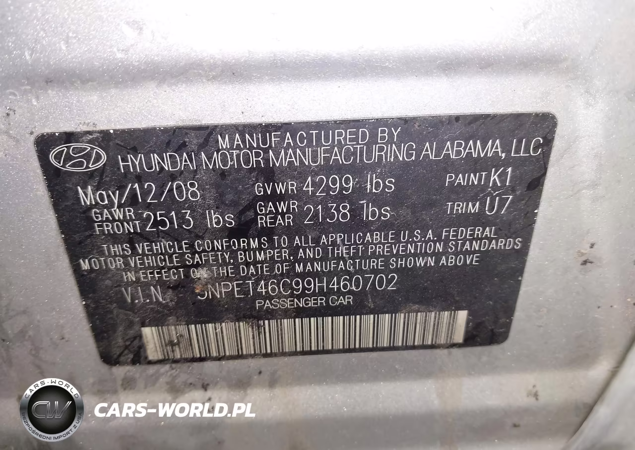 2009 Hyundai Sonata Gls VIN:5NPET46C99H460702 - 9