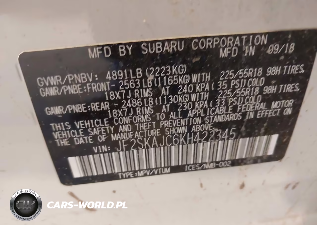 2019 Subaru Forester Sport VIN:JF2SKAJC6KH422345 - 9