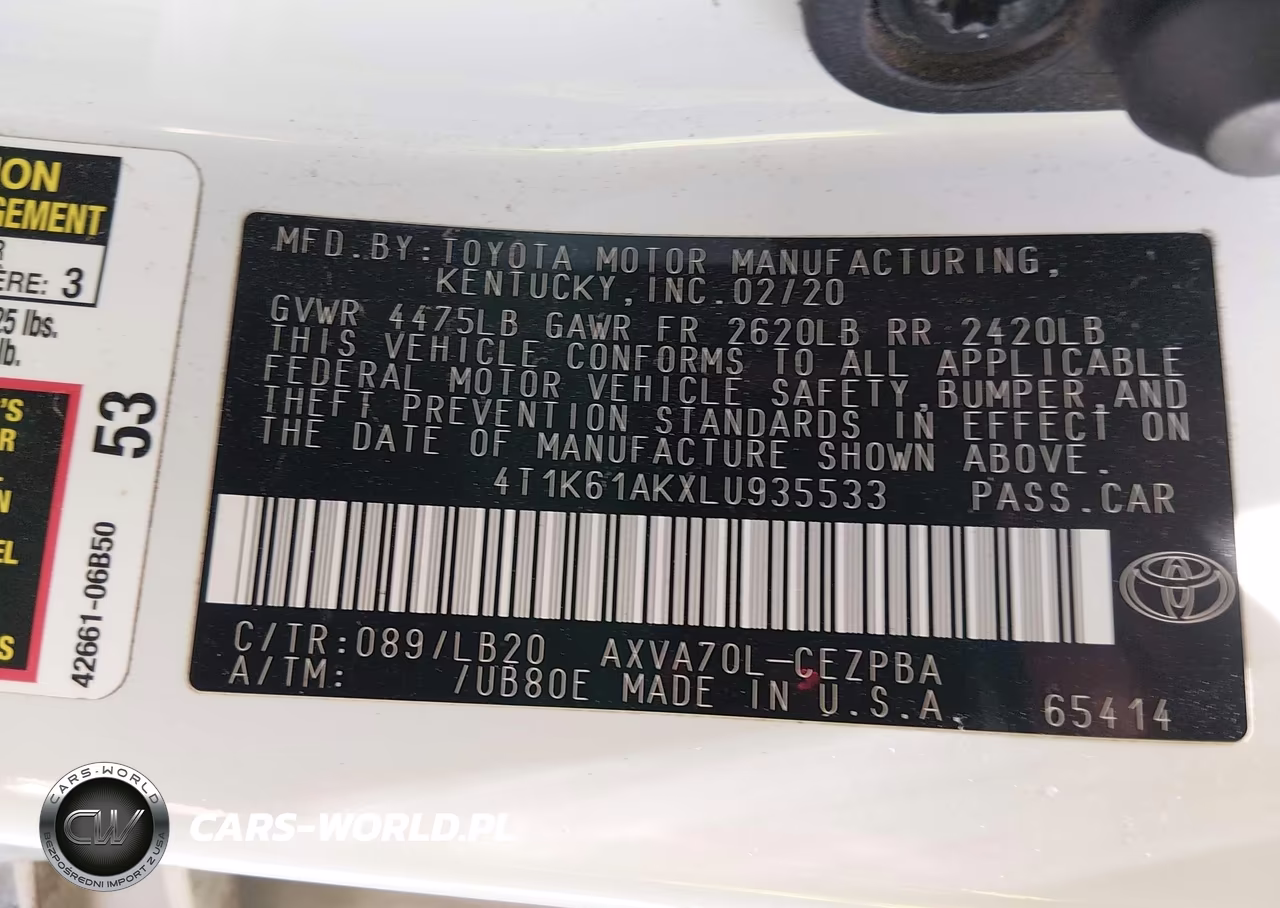 2020 Toyota Camry Xse VIN:4T1K61AKXLU935533 - 9