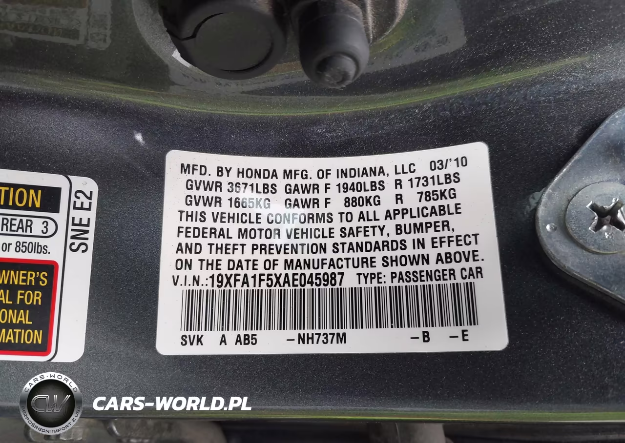 2010 Honda Civic Lx VIN:19XFA1F5XAE045987 - 9