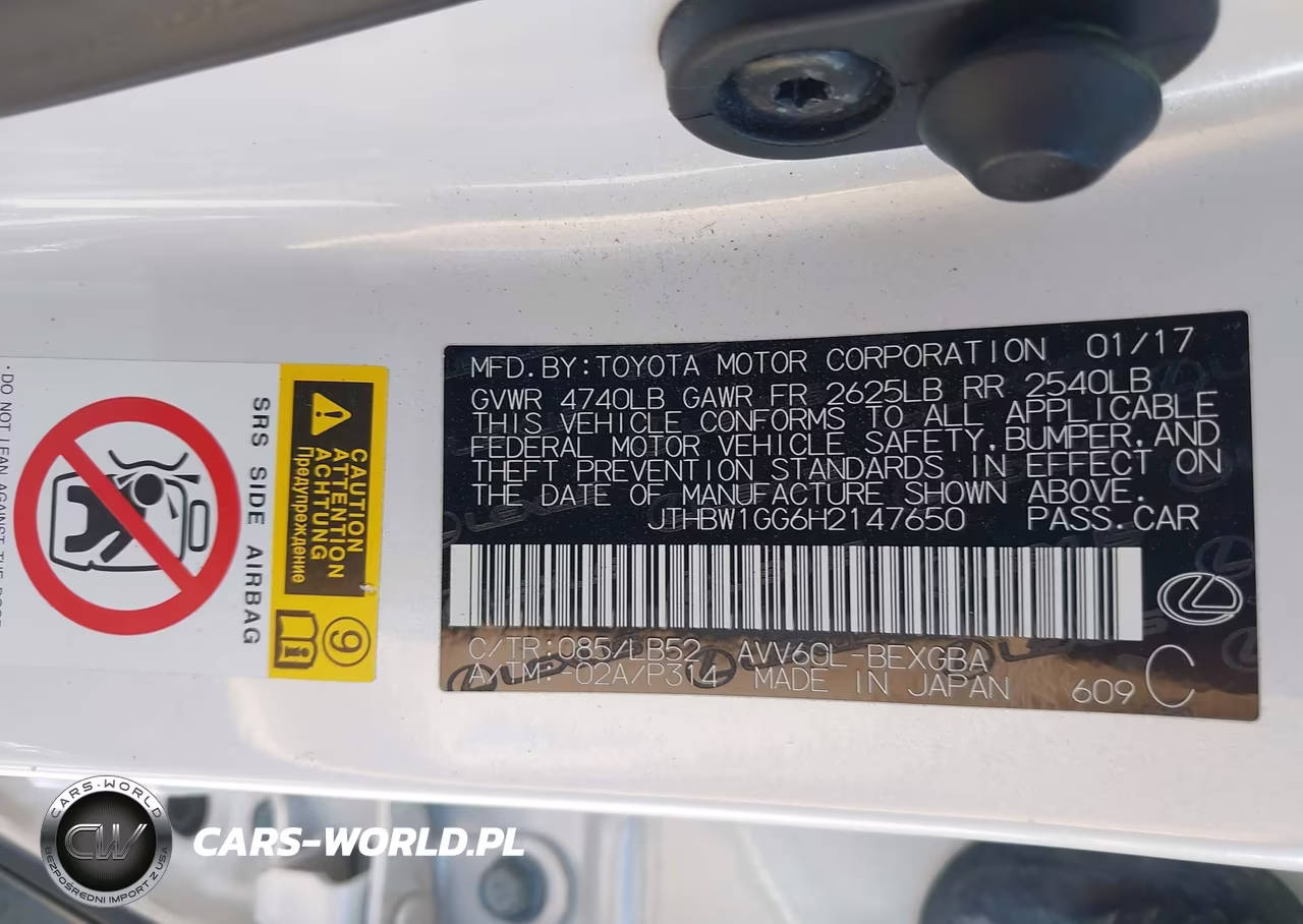 2017 Lexus Es 300H VIN:JTHBW1GG6H2147650 - 9