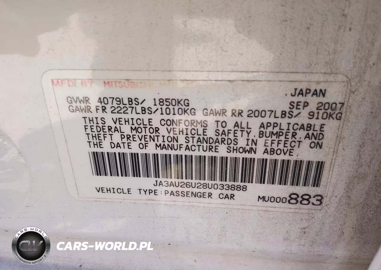 2008 Mitsubishi Lancer De-Es VIN:JA3AU26U28U033888 - 9
