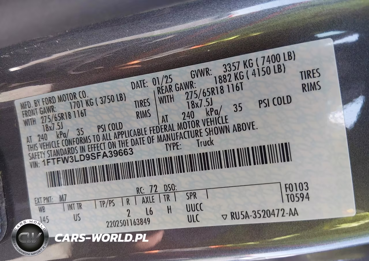 2025 Ford F-150 Xlt VIN:1FTFW3LD9SFA39663 - 9