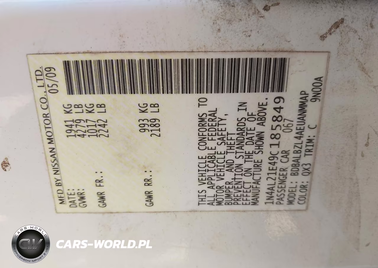 2009 Nissan Altima 2.5 S VIN:1N4AL21E49C185849 - 9