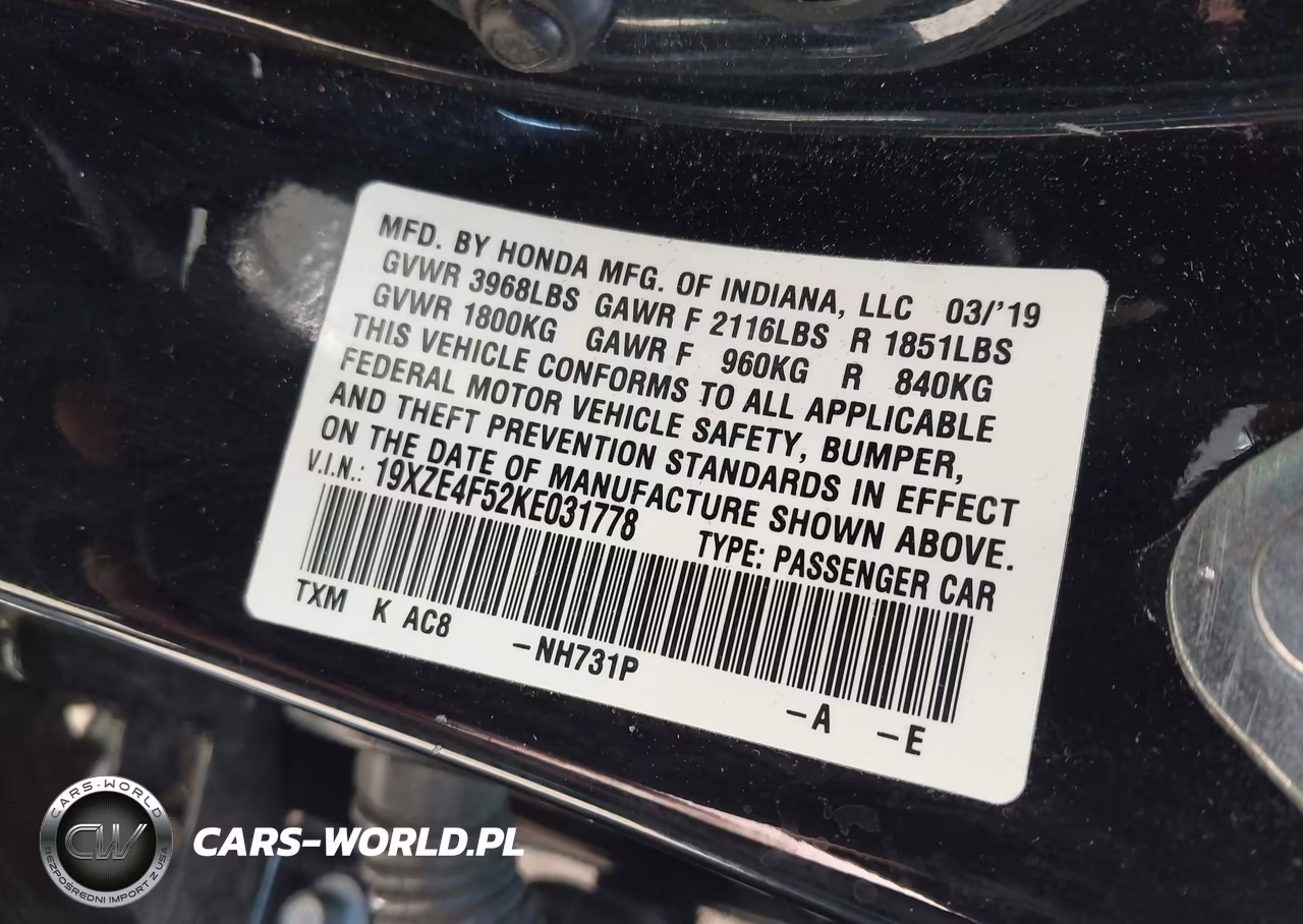 2019 Honda Insight Ex VIN:19XZE4F52KE031778 - 9