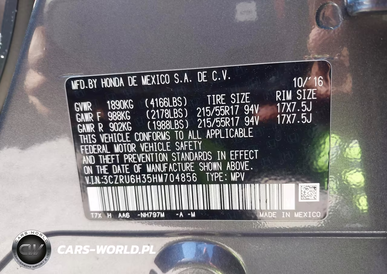 2017 Honda Hr-V Lx VIN:3CZRU6H35HM704856 - 9