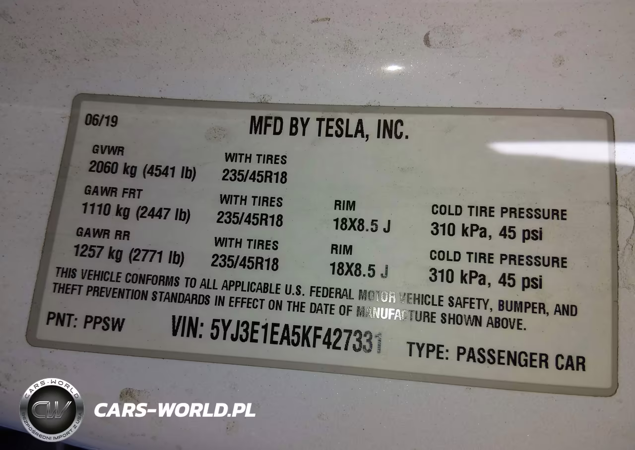 2019 Tesla Model 3 Long Range-Mid Range-Standard Range-Standard Range Plus VIN:5YJ3E1EA5KF427331 - 9