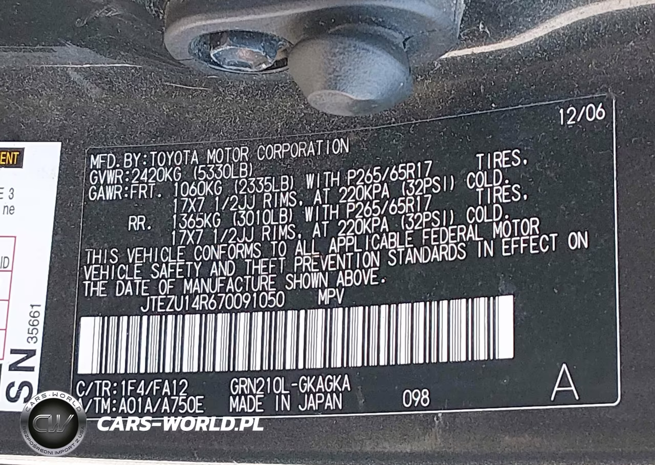 2007 Toyota 4Runner Sr5 V6 VIN:JTEZU14R670091050 - 9