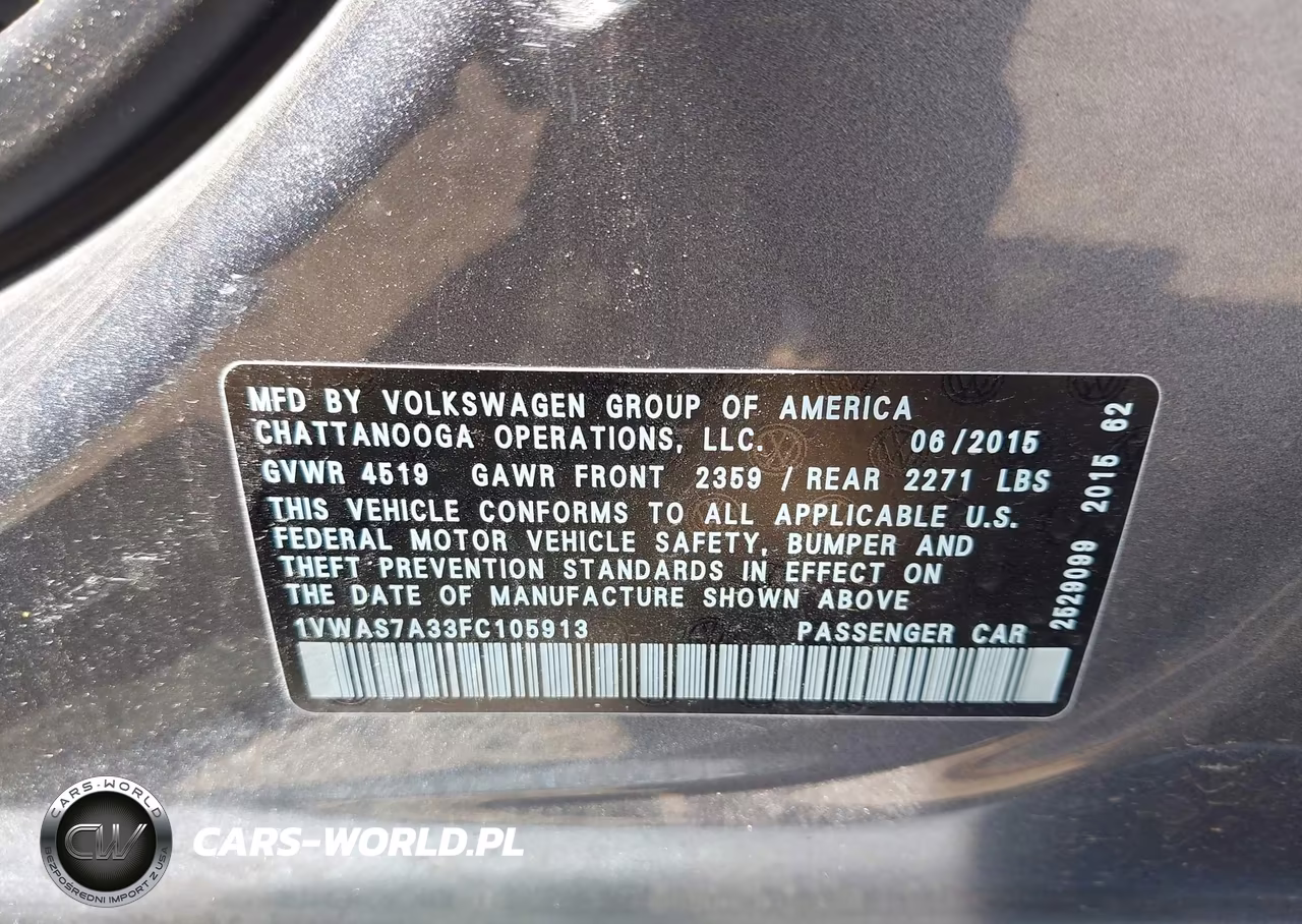 2015 Volkswagen Passat 1.8T Limited Edition VIN:1VWAS7A33FC105913 - 9