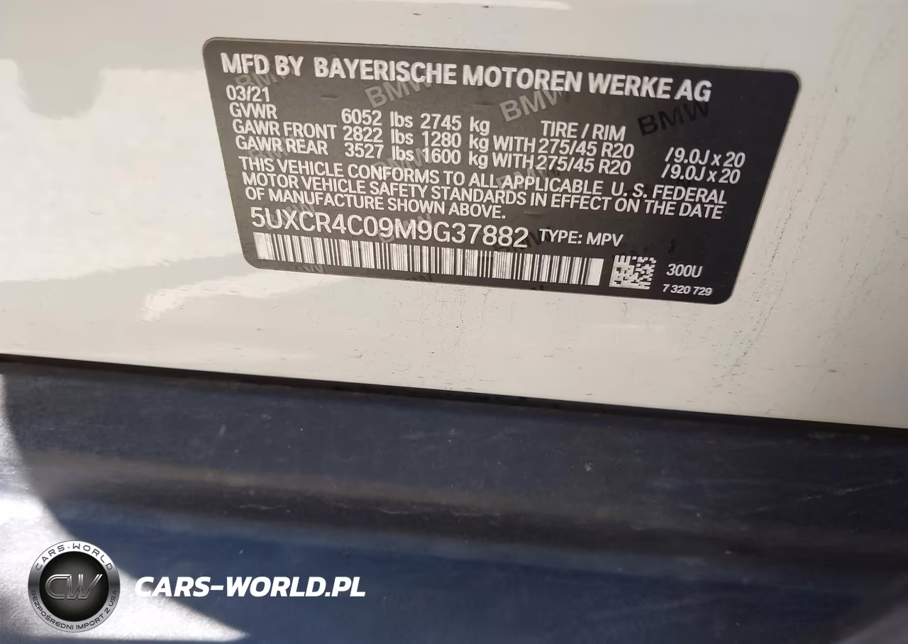 2021 BMW X5 Sdrive40I VIN:5UXCR4C09M9G37882 - 9