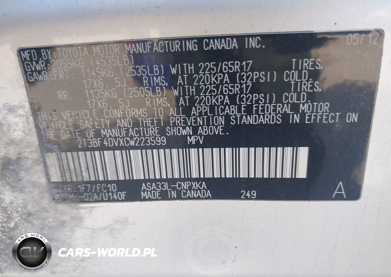 2012 Toyota Rav4 VIN:2T3BF4DVXCW223599 - 9