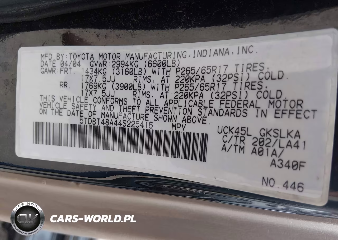 2004 Toyota Sequoia Limited V8 VIN:5TDBT48A44S225416 - 9