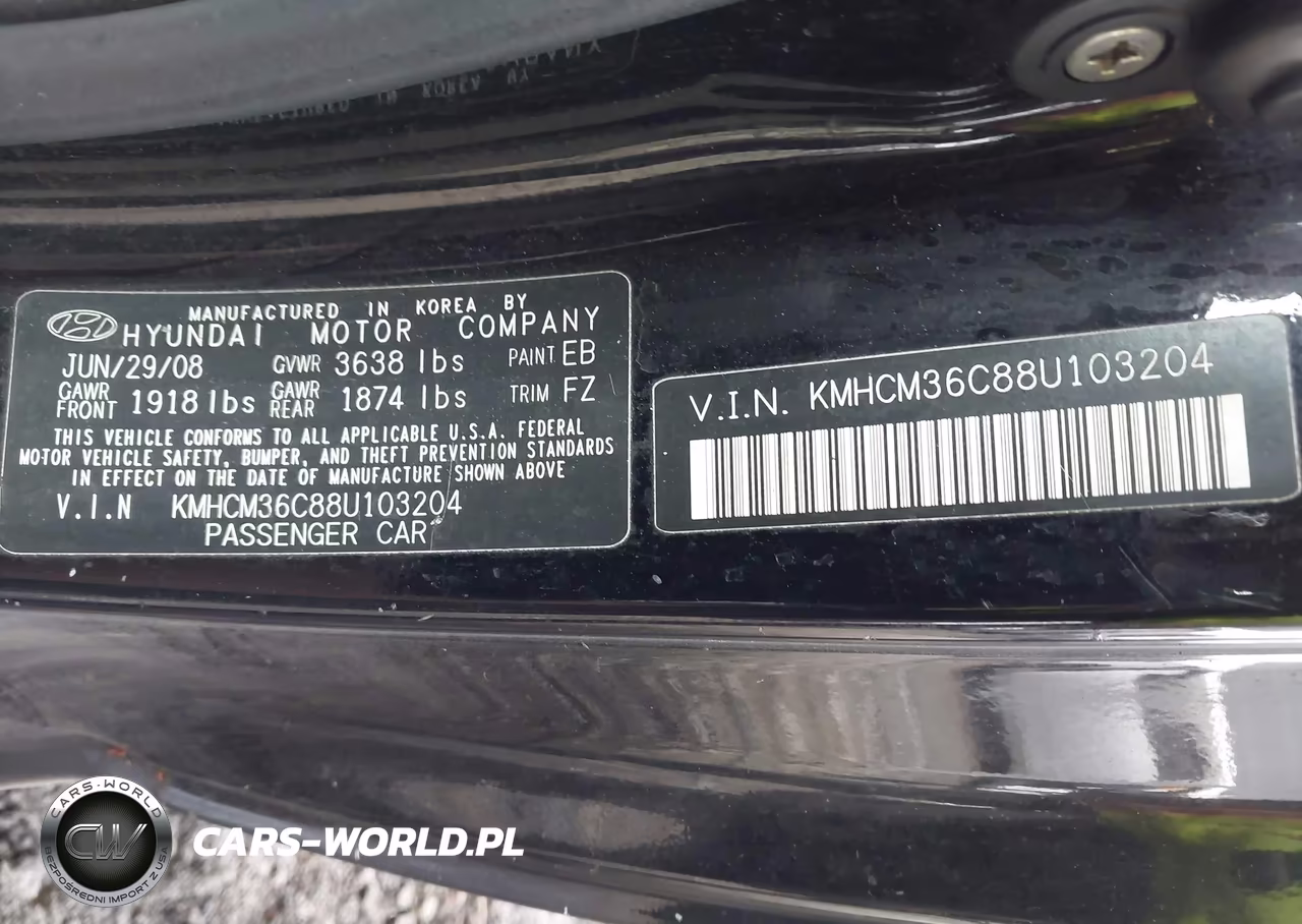 2008 Hyundai Accent Gs VIN:KMHCM36C88U103204 - 9