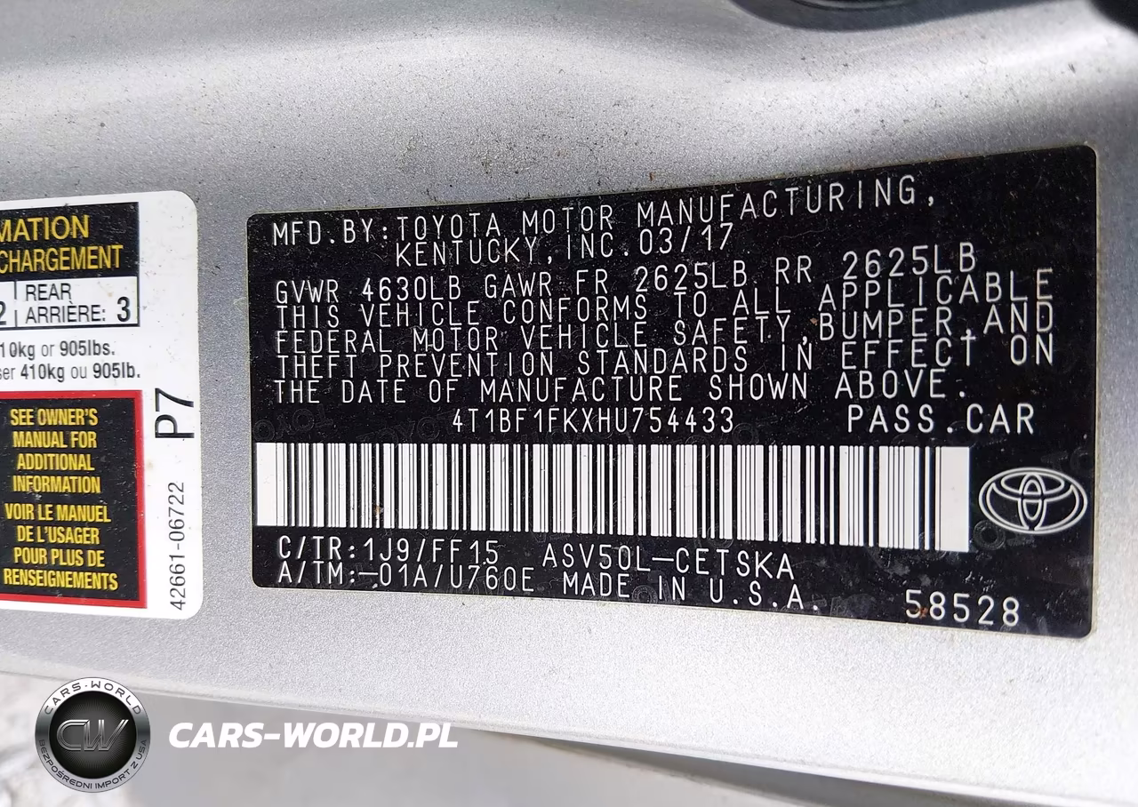 2017 Toyota Camry Se VIN:4T1BF1FKXHU754433 - 9