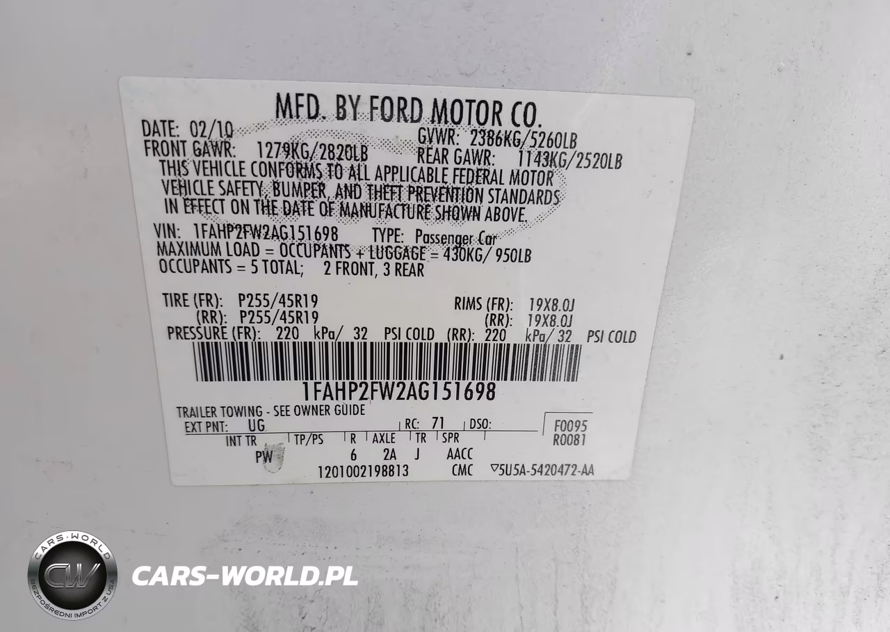 2010 Ford Taurus Limited VIN:1FAHP2FW2AG151698 - 9