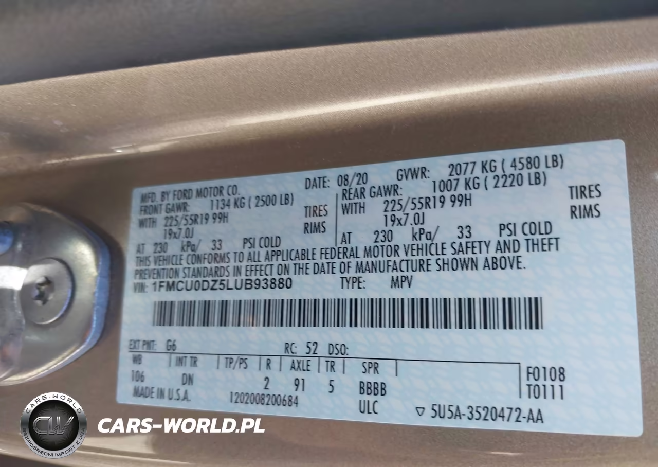 2020 Ford Escape Titanium Hybrid VIN:1FMCU0DZ5LUB93880 - 9