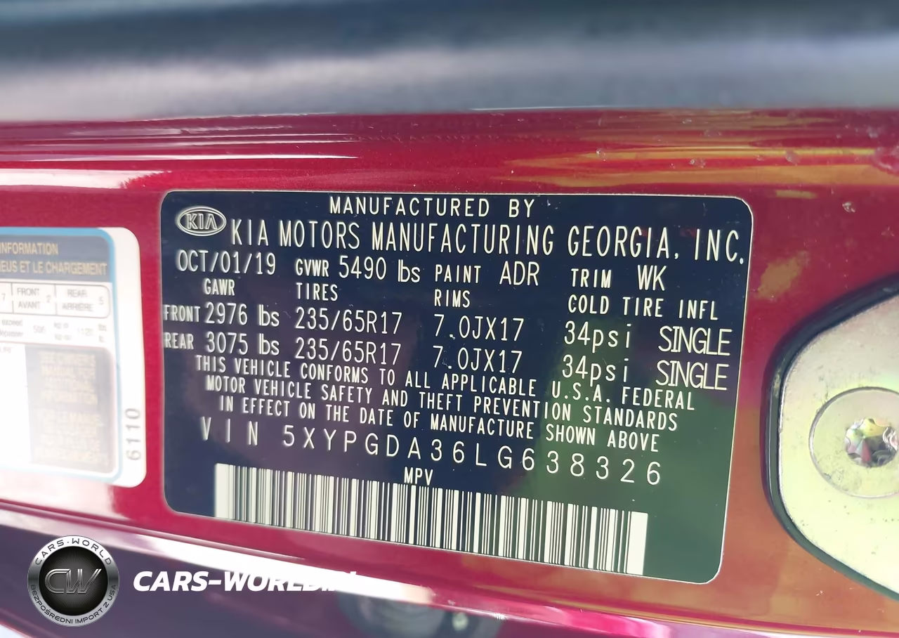 2020 Kia Sorento 2.4L Lx VIN:5XYPGDA36LG638326 - 9