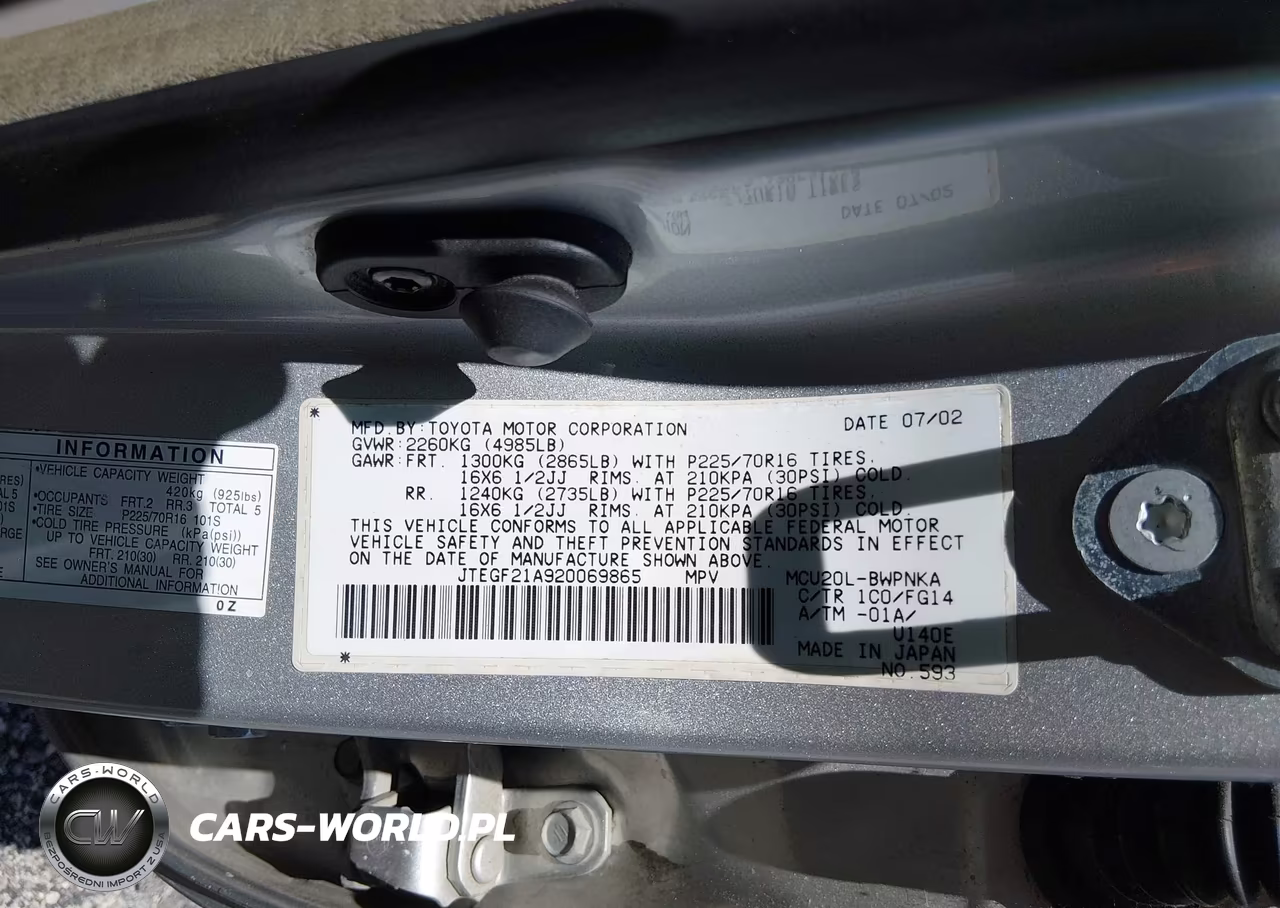 2002 Toyota Highlander V6 VIN:JTEGF21A920069865 - 9