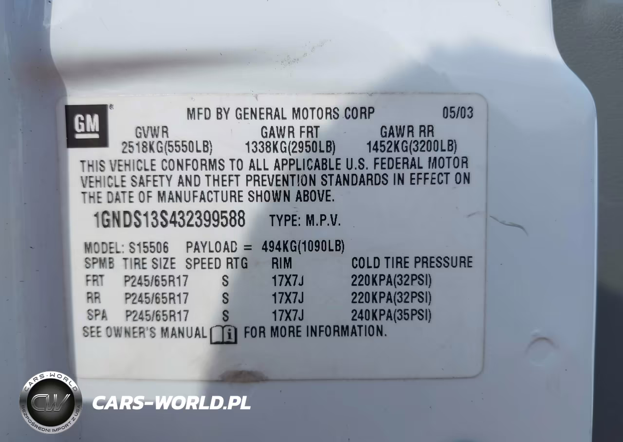 2003 Chevrolet Trailblazer Lt VIN:1GNDS13S432399588 - 9