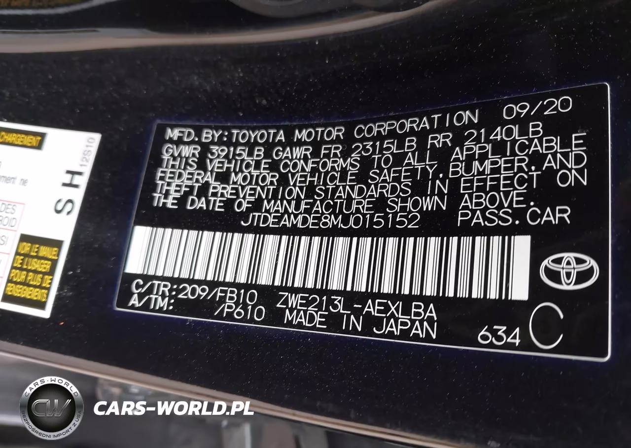 2021 Toyota Corolla Hybrid Le VIN:JTDEAMDE8MJ015152 - 9