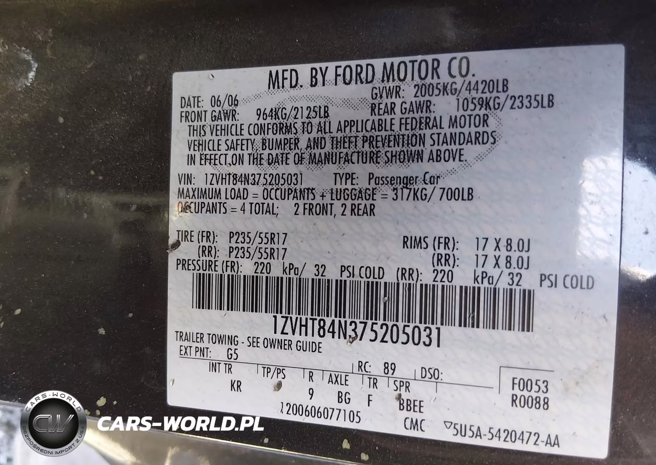 2007 Ford Mustang V6 Deluxe-V6 Premium VIN:1ZVHT84N375205031 - 9