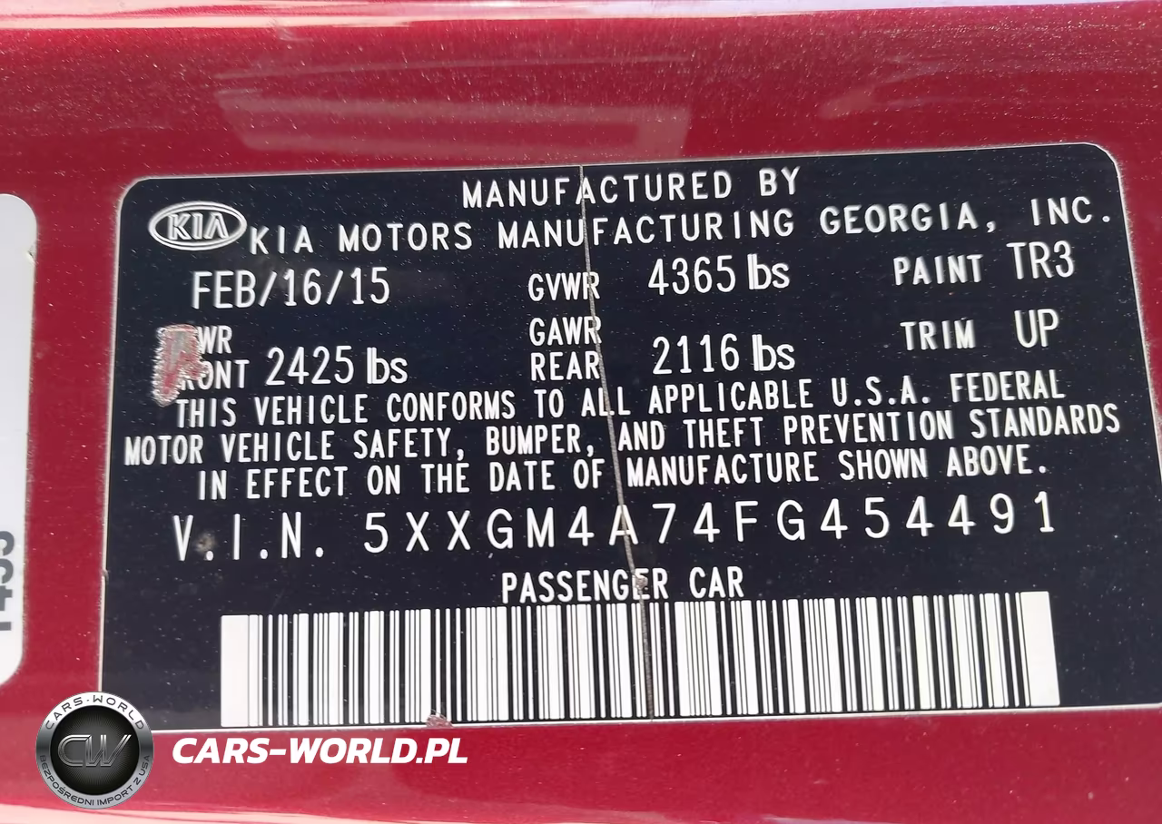 2015 Kia Optima Lx VIN:5XXGM4A74FG454491 - 9