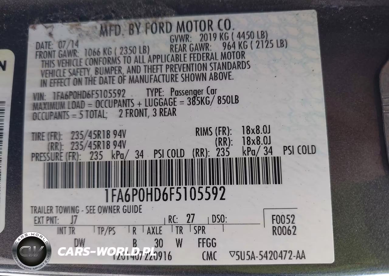 2015 Ford Fusion Se VIN:1FA6P0HD6F5105592 - 9