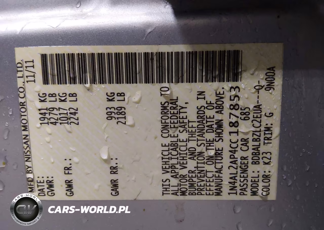 2012 Nissan Altima 2.5 S VIN:1N4AL2AP4CC187853 - 9