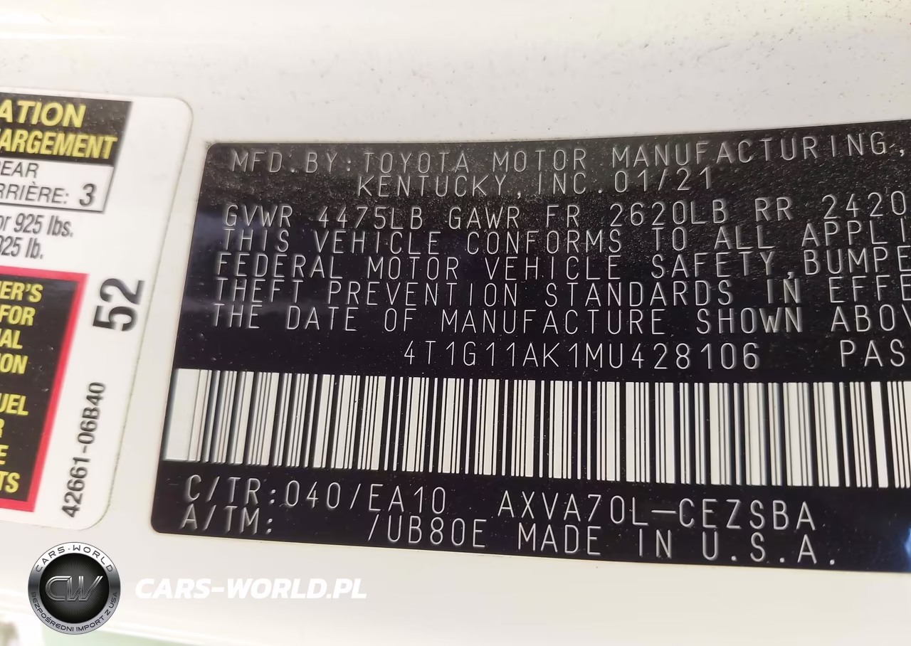 2021 Toyota Camry Se VIN:4T1G11AK1MU428106 - 9