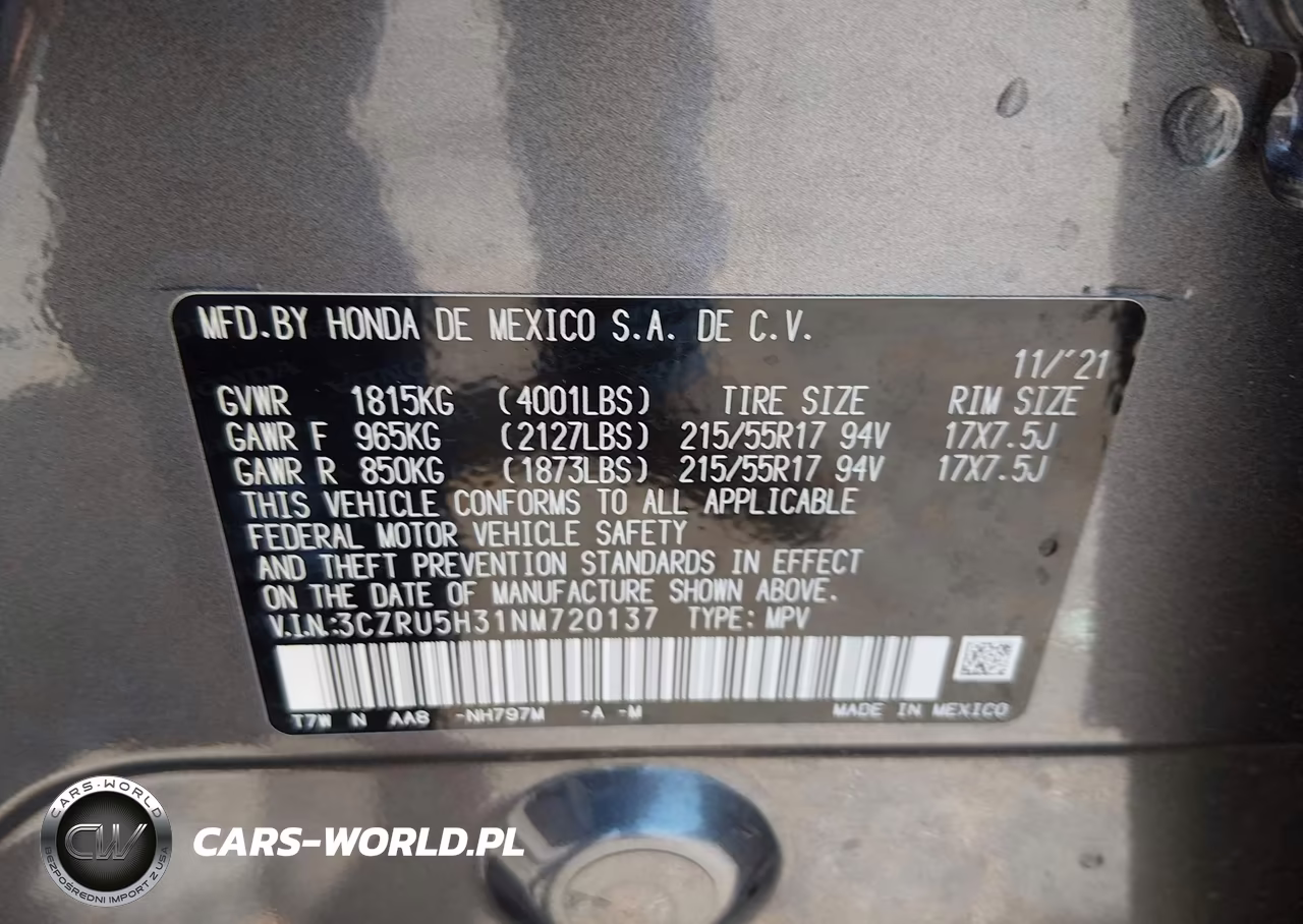 2022 Honda Hr-V 2Wd Lx VIN:3CZRU5H31NM720137 - 9