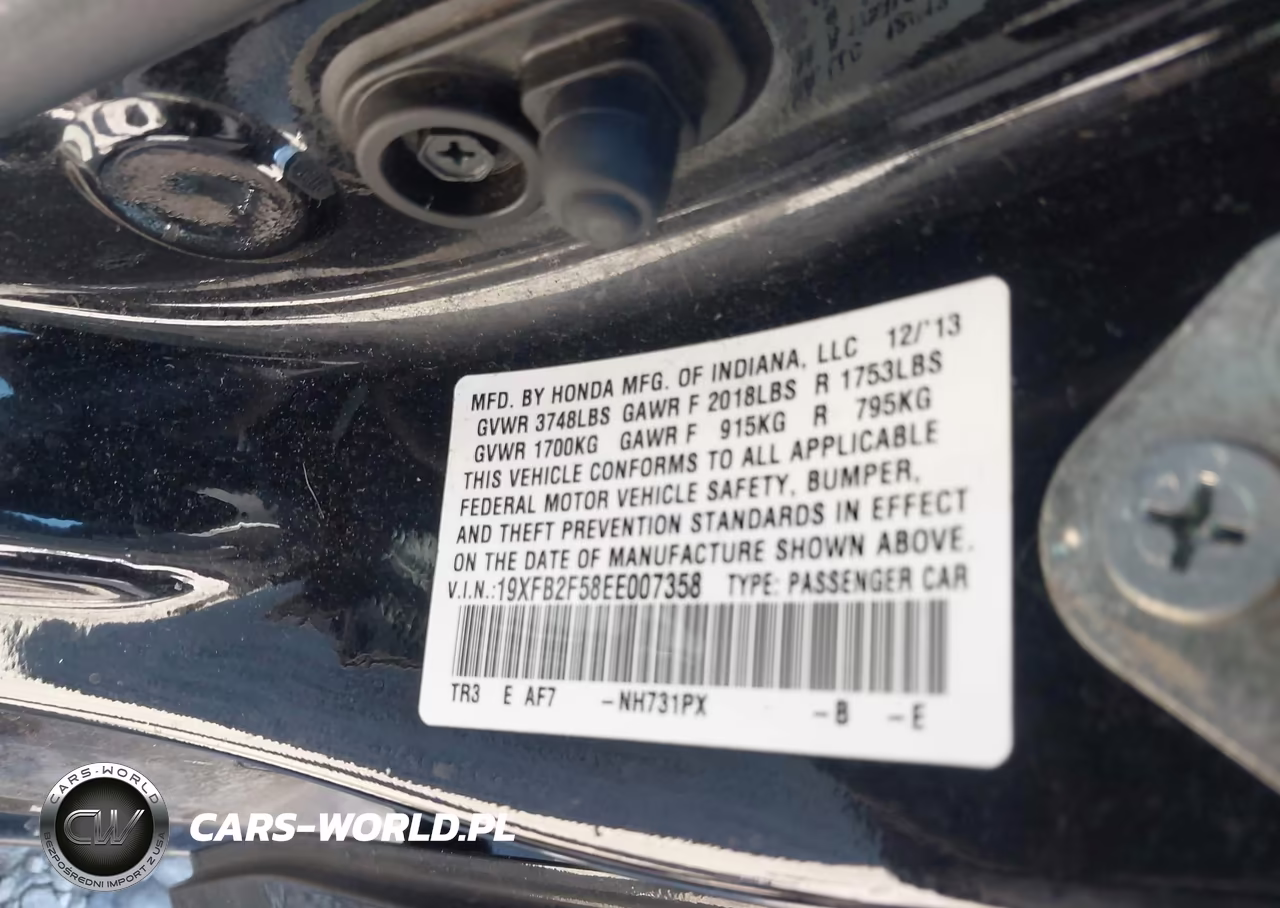 2014 Honda Civic Lx VIN:19XFB2F58EE007358 - 9