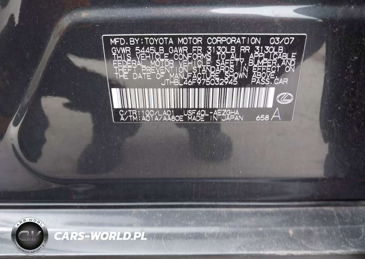 2007 Lexus Ls 460 VIN:JTHBL46F975032945 - 9