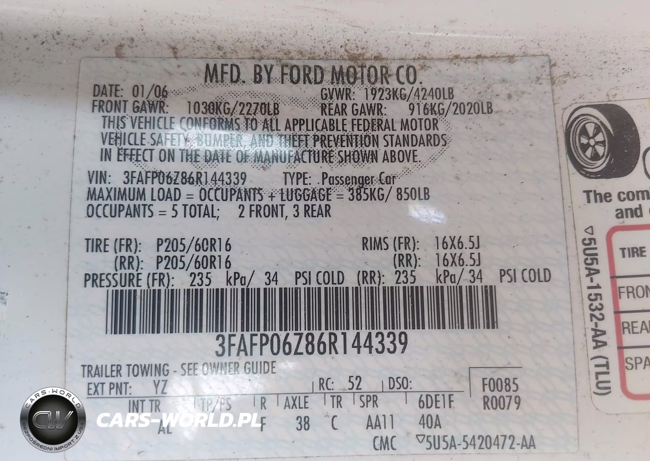 2006 Ford Fusion S VIN:3FAFP06Z86R144339 - 9