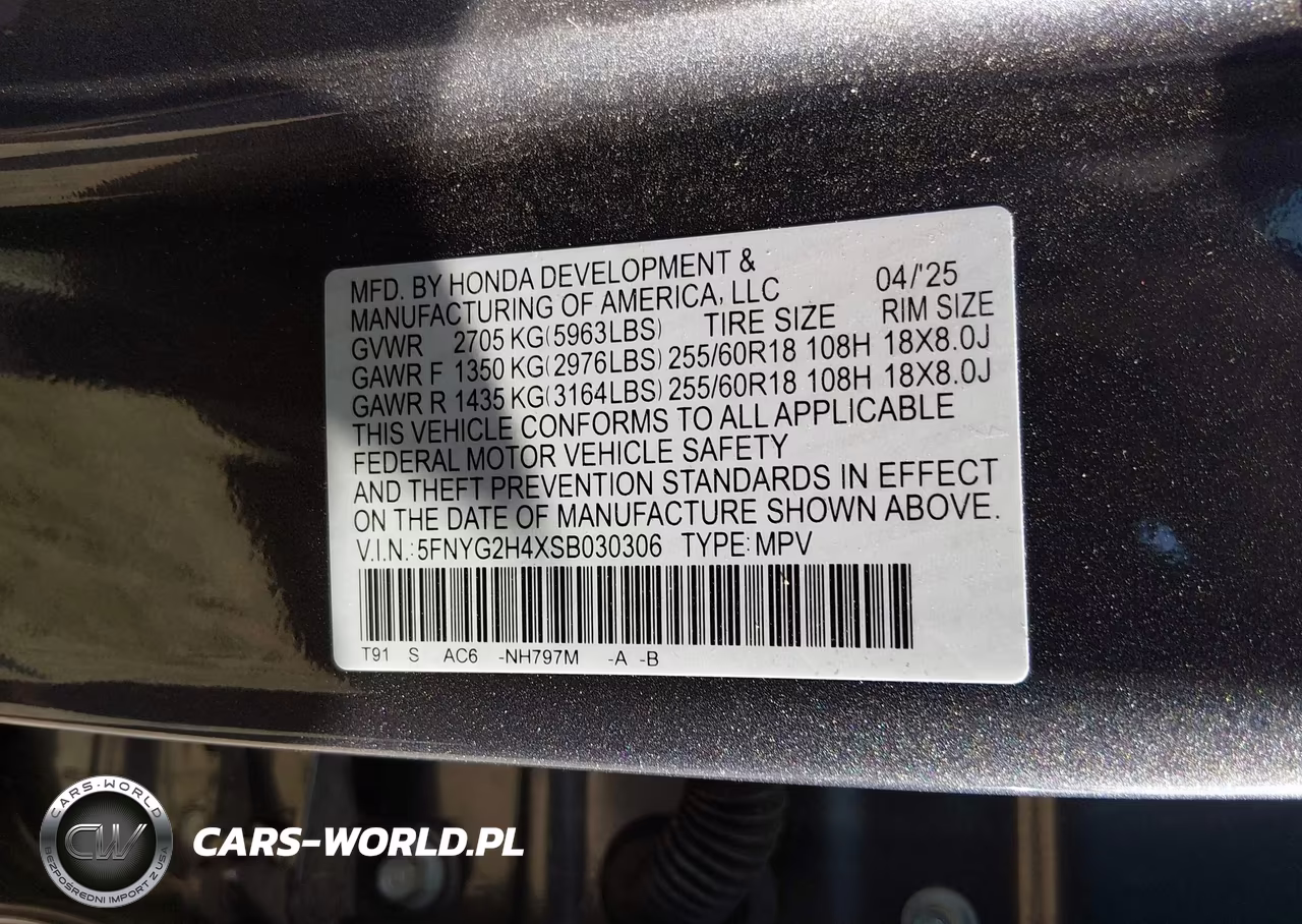 2025 Honda Pilot Ex-L VIN:5FNYG2H4XSB030306 - 9