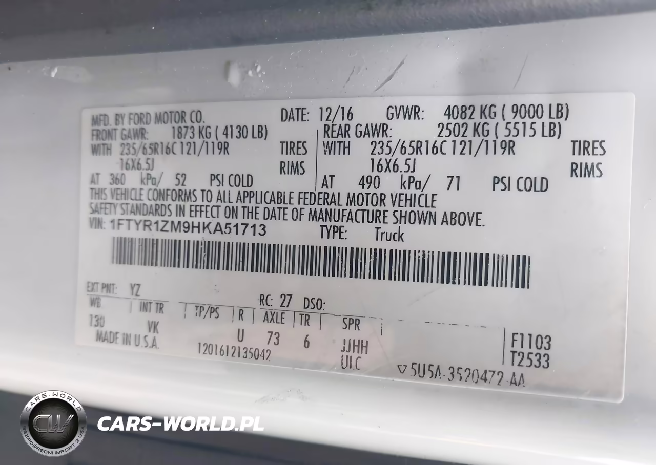 2017 Ford Transit-250 VIN:1FTYR1ZM9HKA51713 - 9