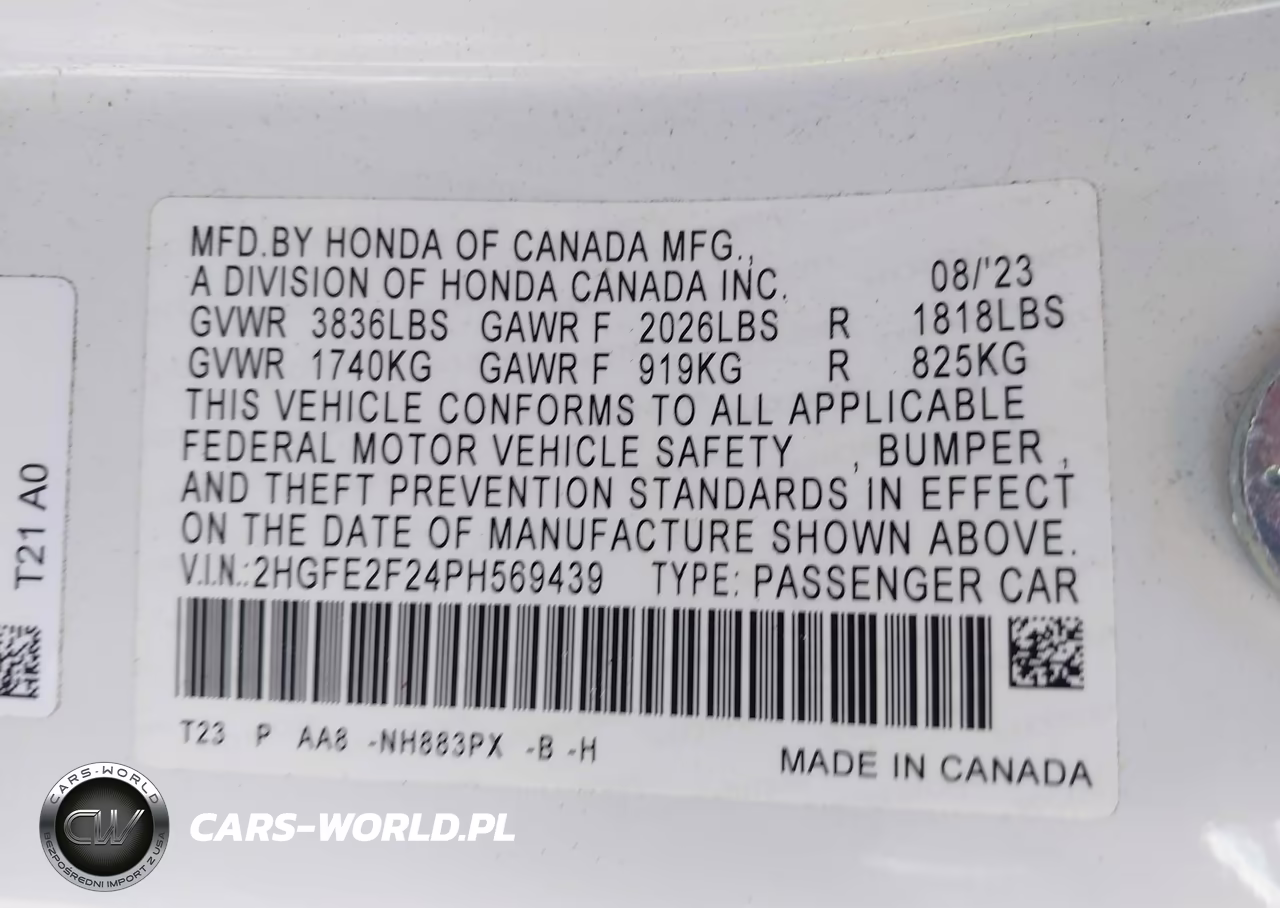 2023 Honda Civic Lx VIN:2HGFE2F24PH569439 - 9