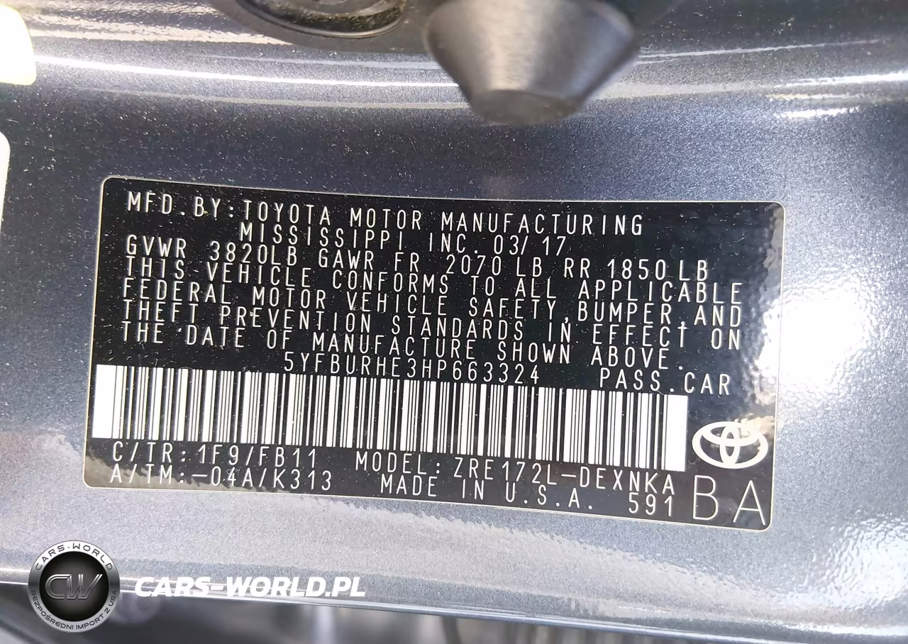 2017 Toyota Corolla Le VIN:5YFBURHE3HP663324 - 9