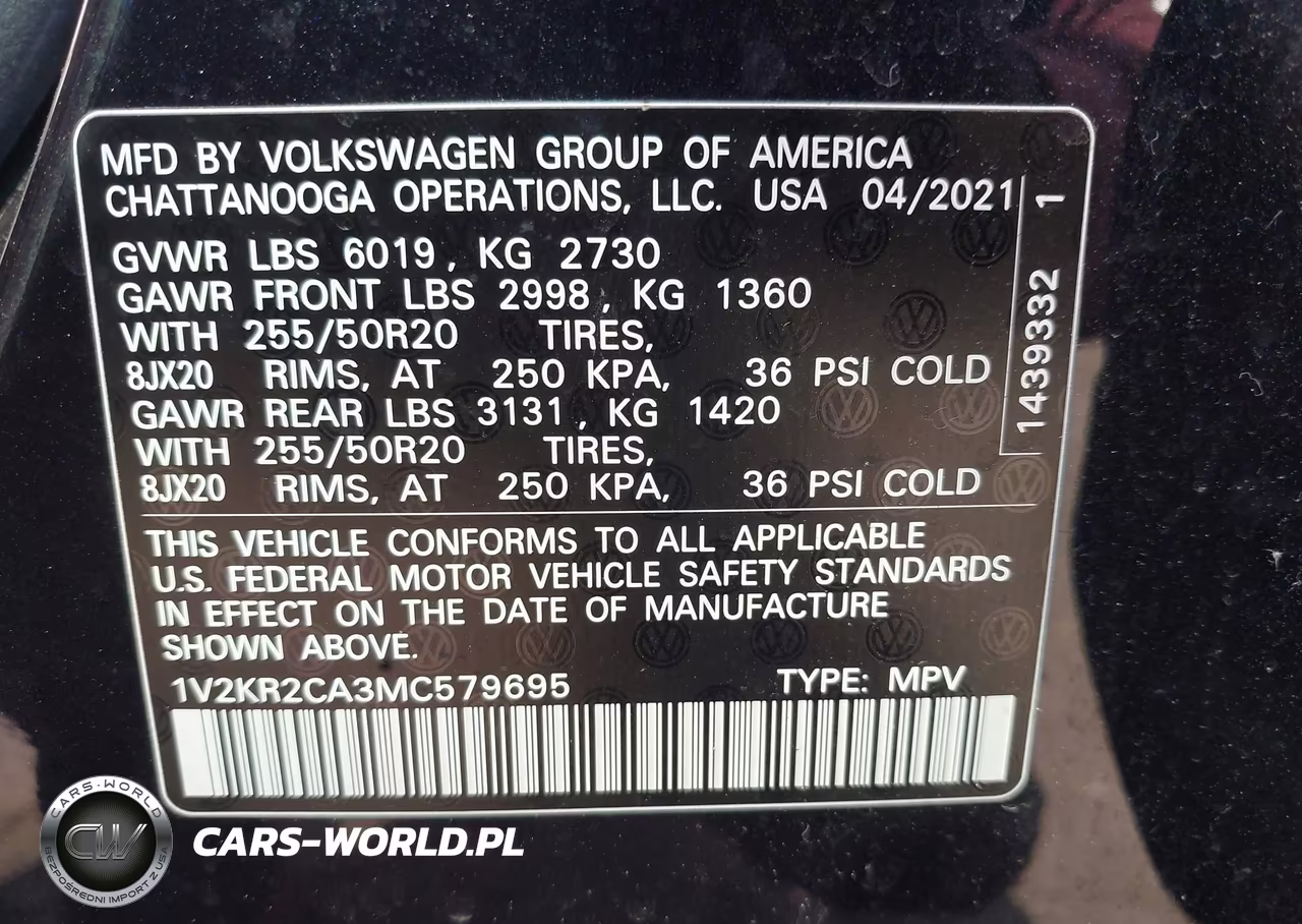 2021 Volkswagen Atlas 3.6L V6 Se W-Technology VIN:1V2KR2CA3MC579695 - 9