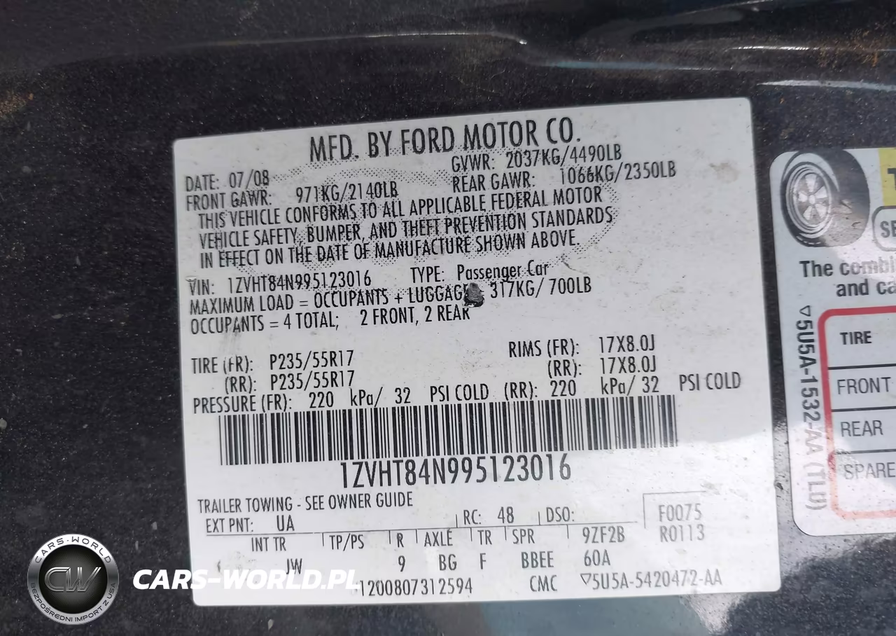 2009 Ford Mustang V6-V6 Premium VIN:1ZVHT84N995123016 - 9