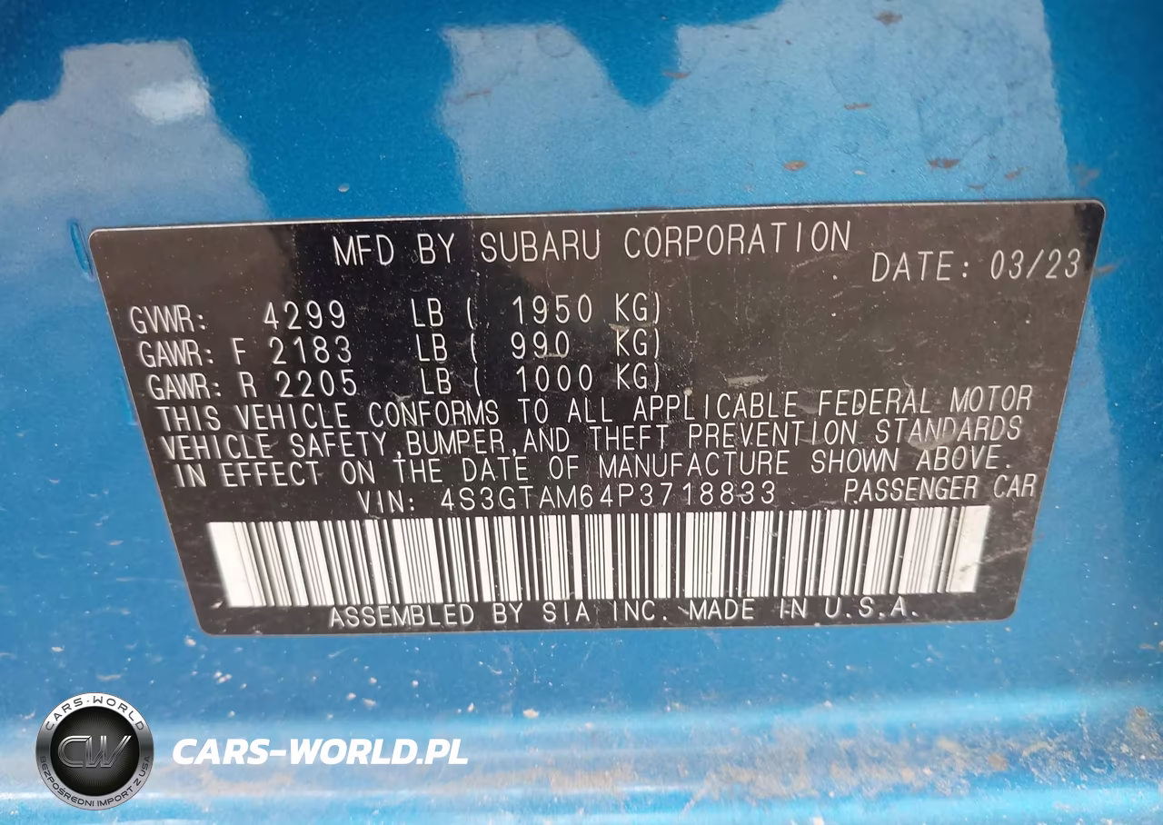 2023 Subaru Impreza Sport 5-Door VIN:4S3GTAM64P3718833 - 9